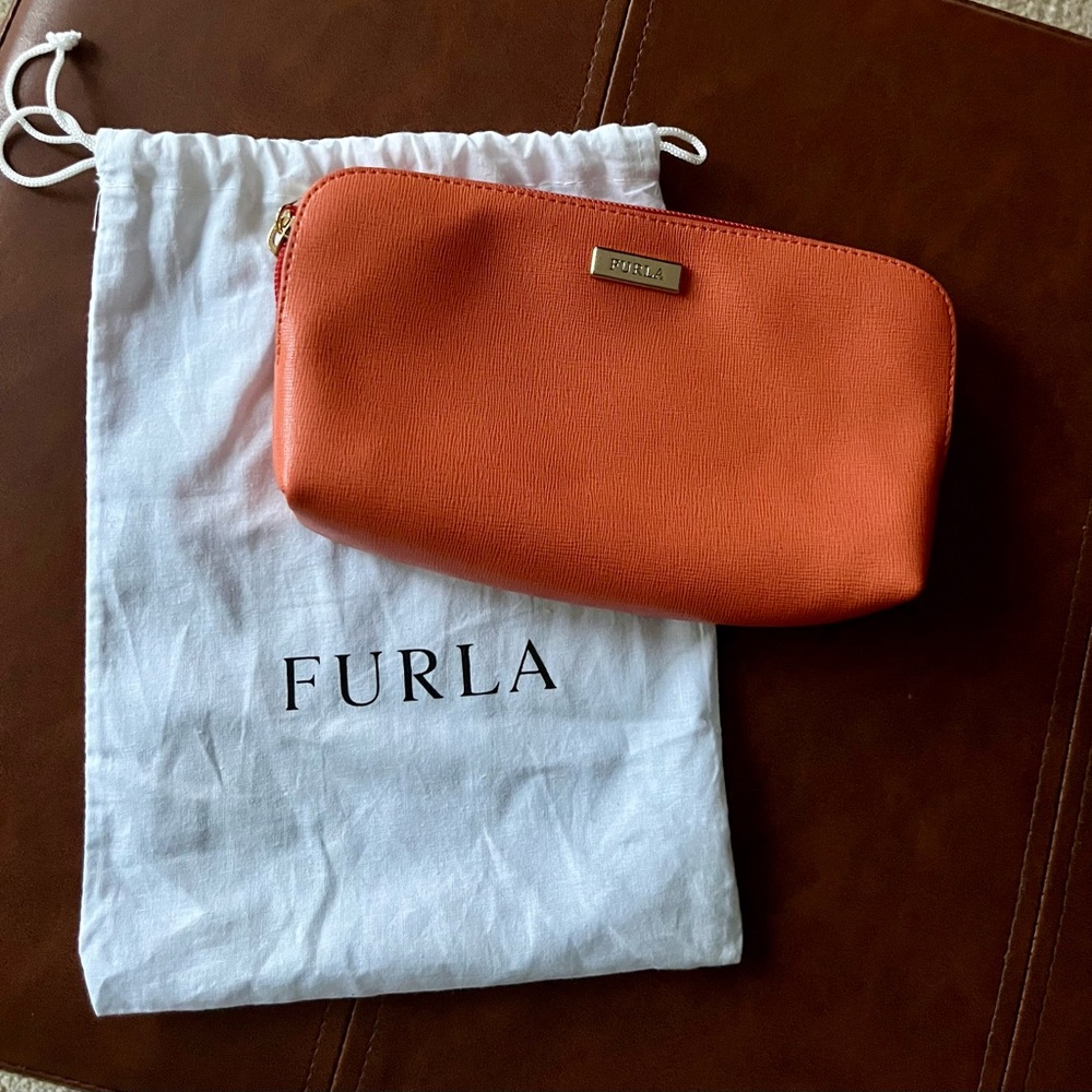 FURLA - Genuine Leather Cosmetic Bag/Pouch with FURLA Dust Bag